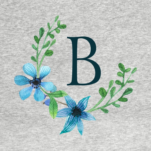 Floral Monogram B Pretty Blue Flower by floralmonogram